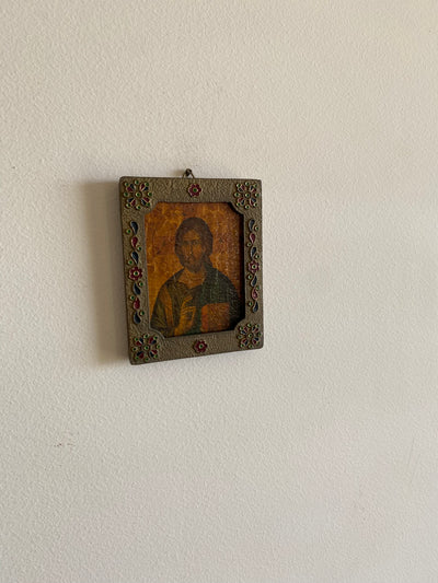 Médaillon en laiton décoré icone religieuses