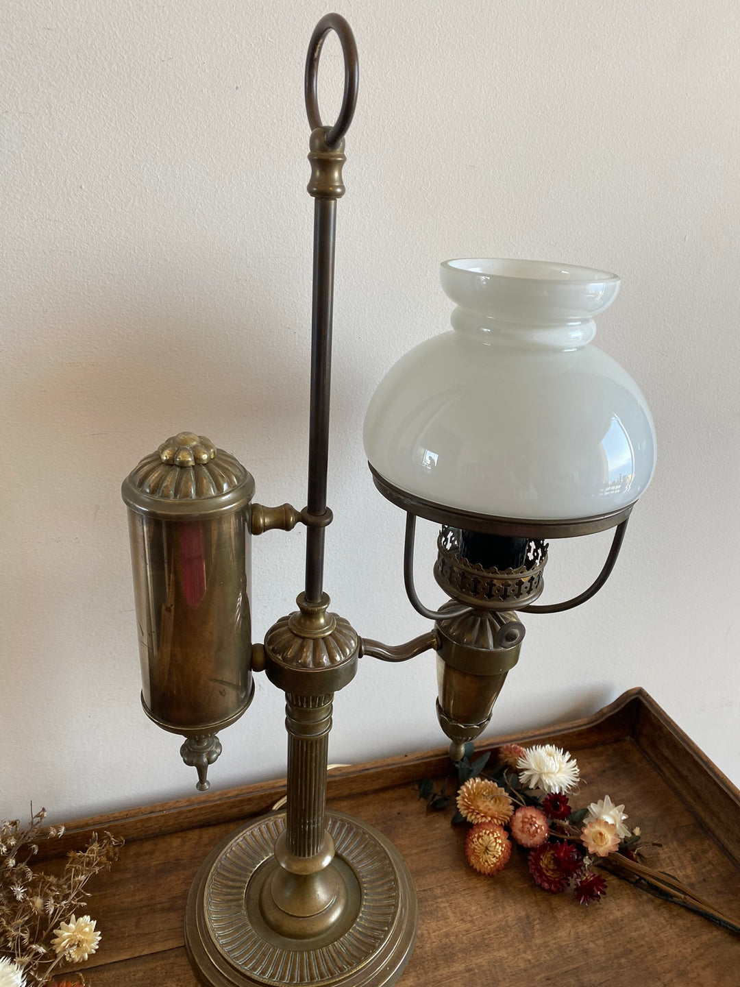 Lampe laiton et opaline