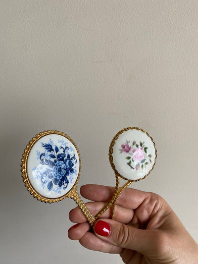 Miroirs à main miniatures en porcelaine