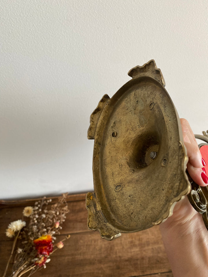 Miroir psyché sur pied en laiton doré