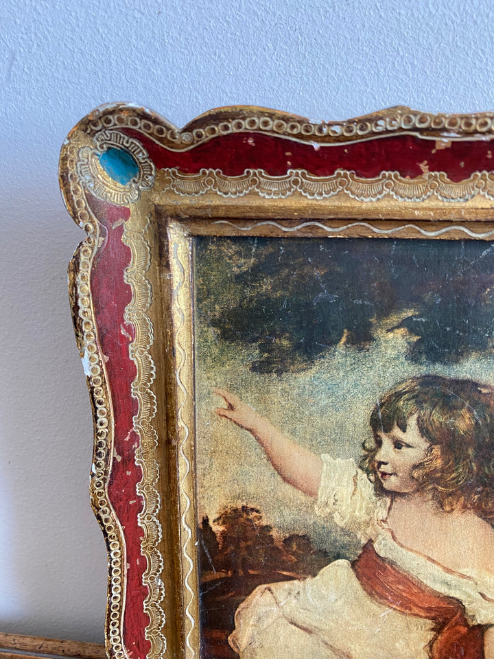 Cadre en bois florentin illustration petite fille