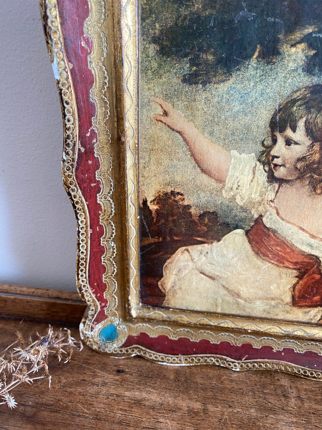 Cadre en bois florentin illustration petite fille