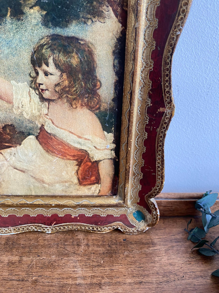 Cadre en bois florentin illustration petite fille
