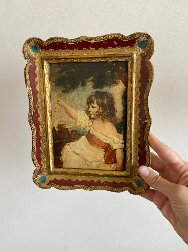 Cadre en bois florentin illustration petite fille