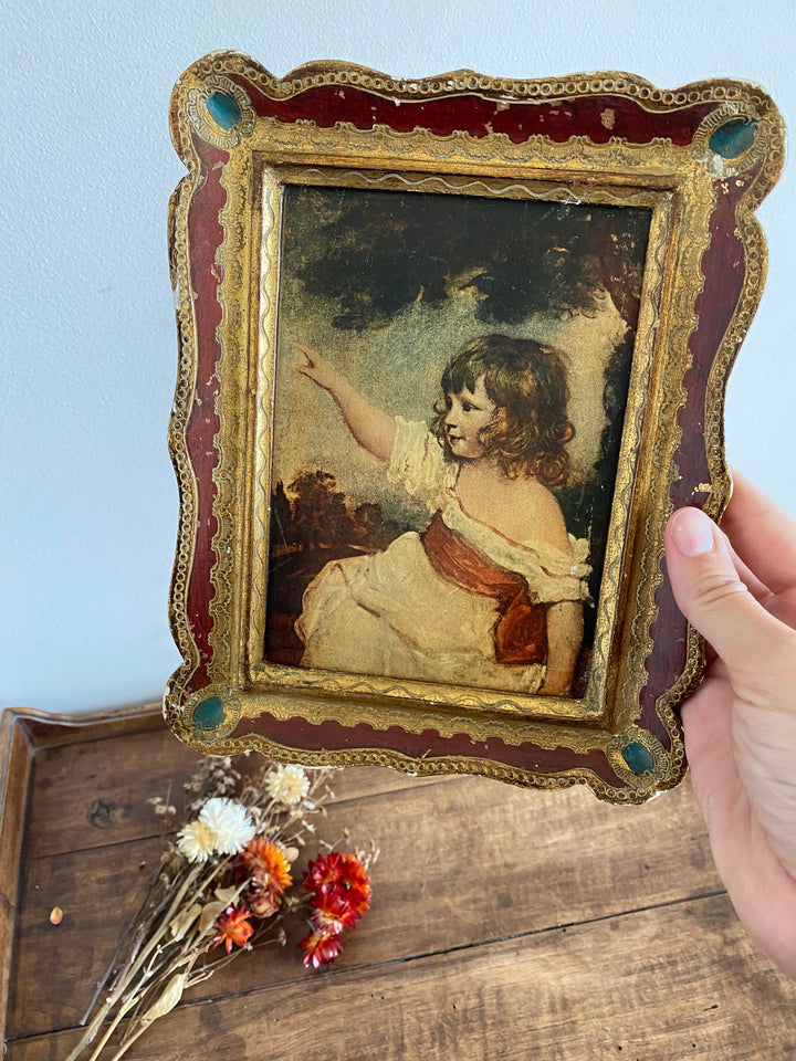 Cadre en bois florentin illustration petite fille