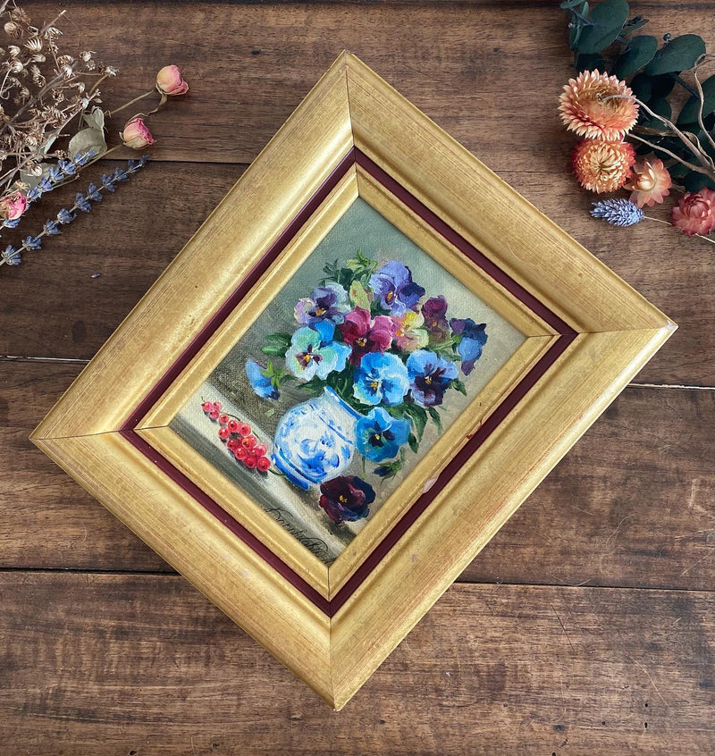 Peintures compositions florales signées Боровкова Л. cadres dorés épais