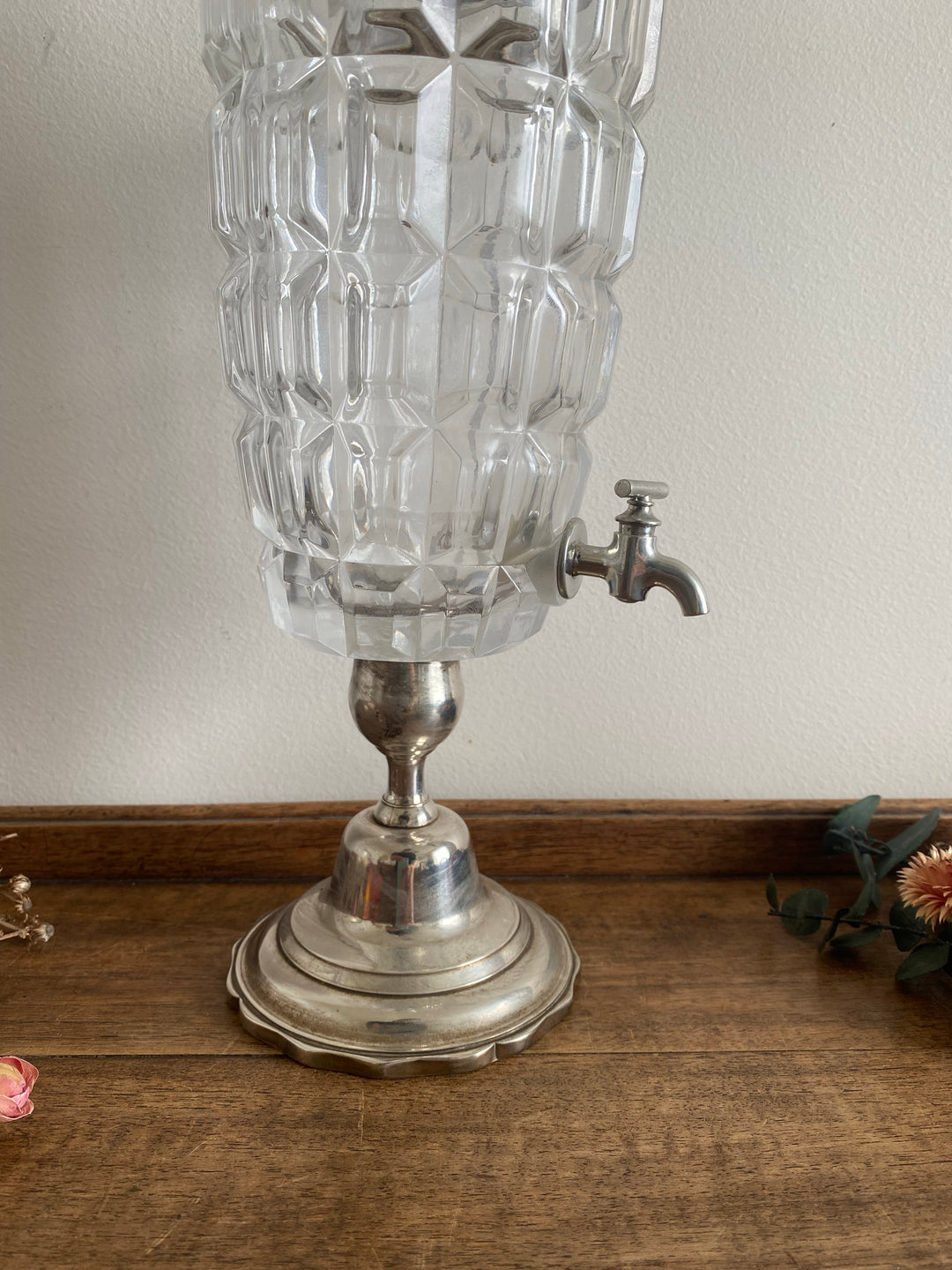 Fontaine à absinthe en verre et métal argenté