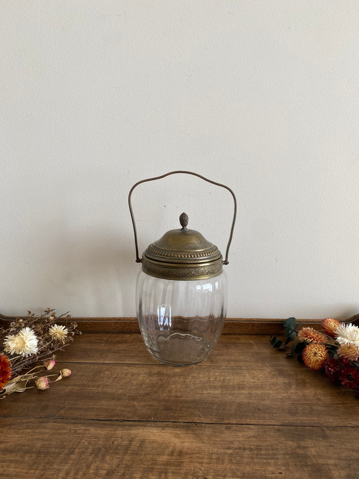 Pot à biscuits en verre ancien