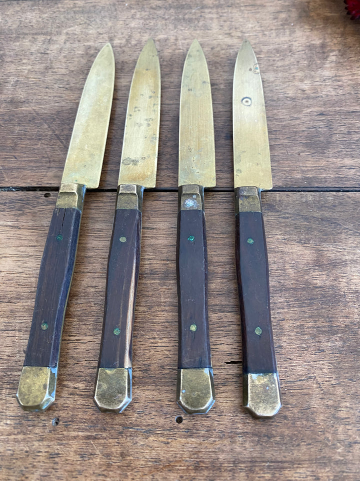 Couverts vintage laiton et bois