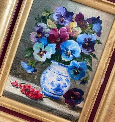 Peintures compositions florales signées Боровкова Л. cadres dorés épais