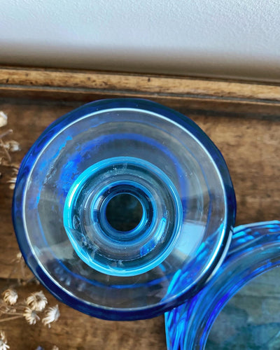Flacons vintage en verre bleu