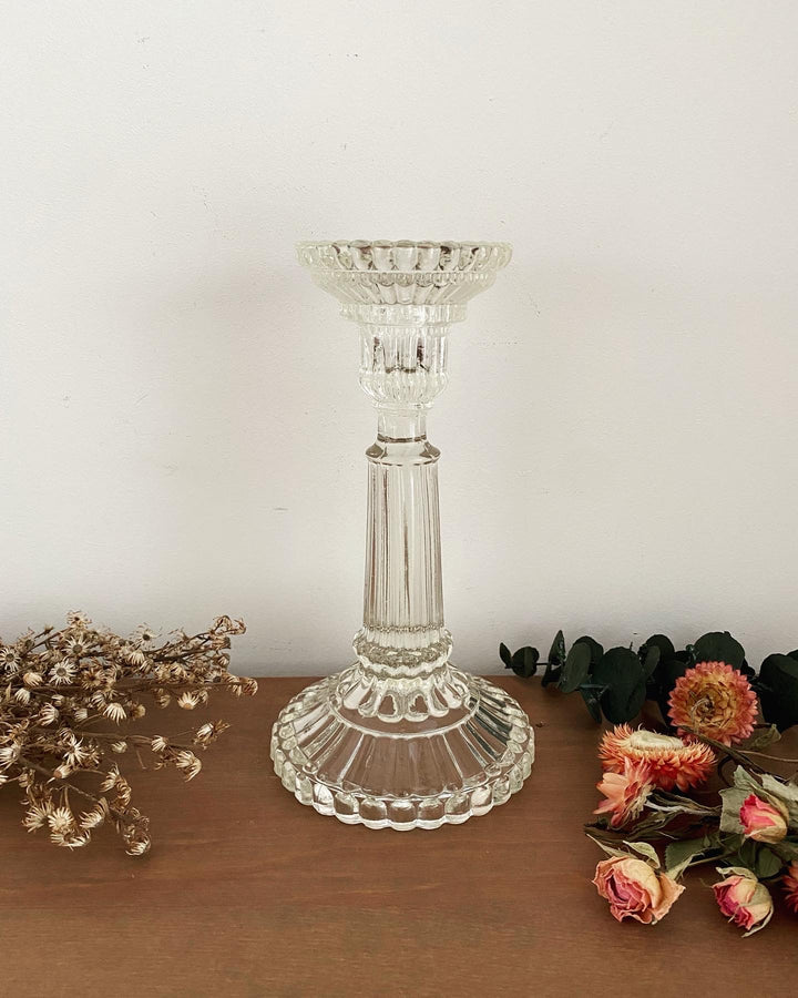 Grand bougeoir en verre vintage