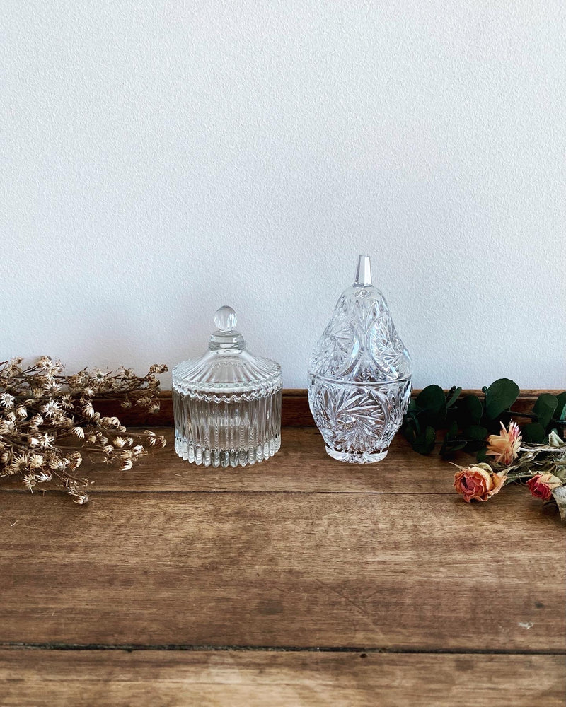 Petits pots décoratifs en verre et cristal