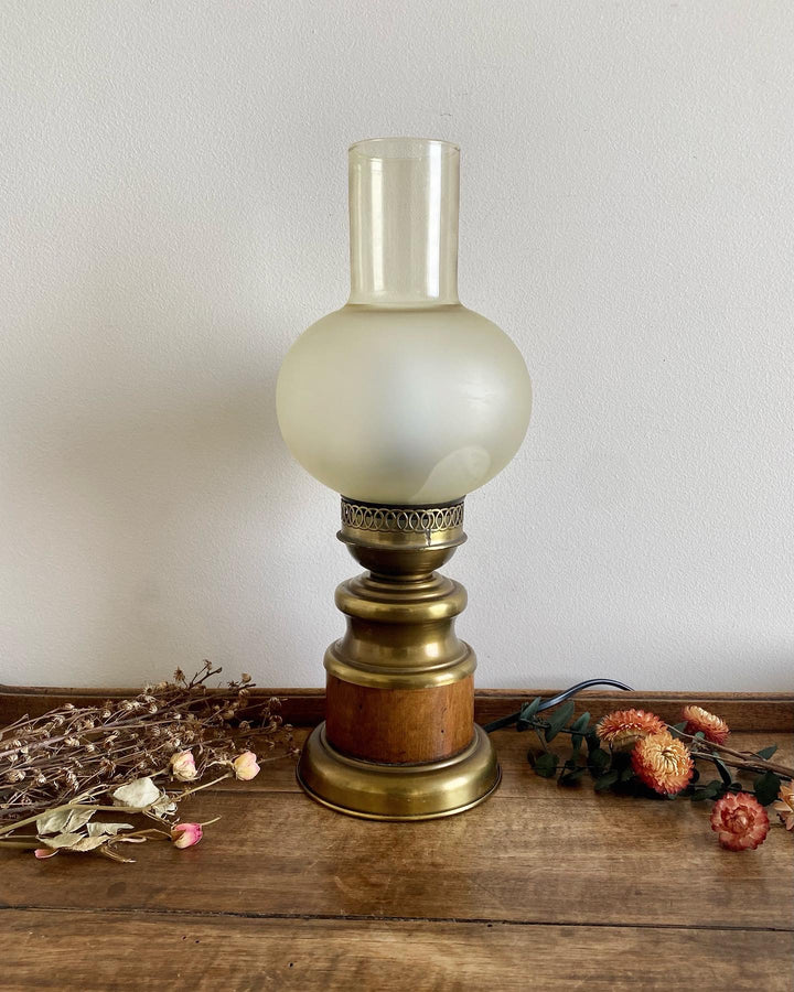 Lampe de chevet bois et laiton