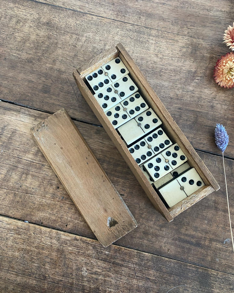 Jeu de Dominos ancien complet en ébène et en os