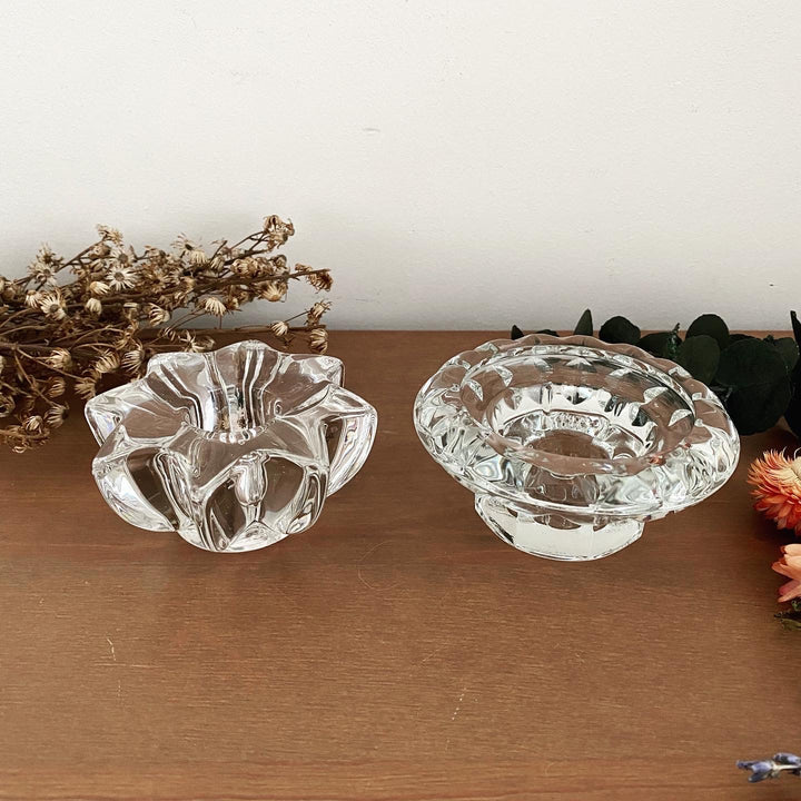 Petits bougeoirs vintage en verre