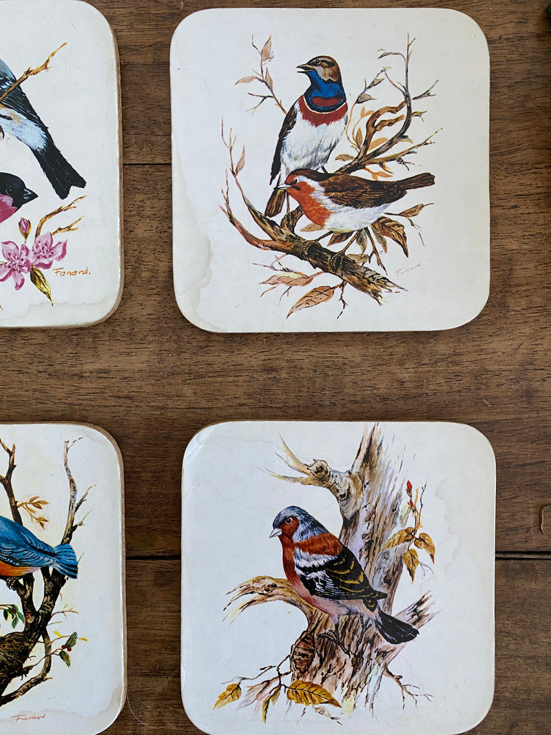 Sous verres en liège motifs oiseaux