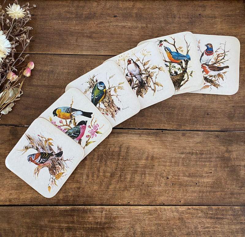 Sous verres en liège motifs oiseaux