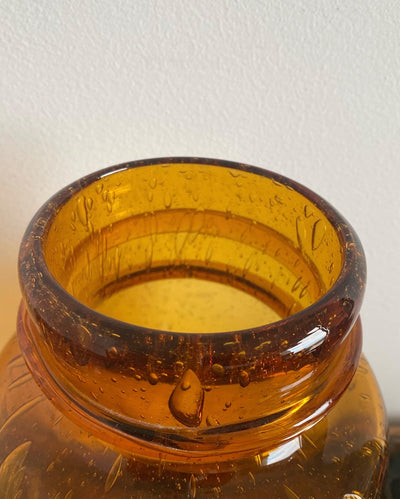 Pot en verre soufflé couleur ambre