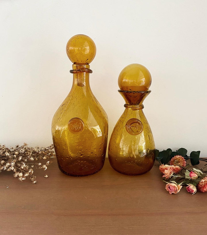 Carafes Biot vintage couleur jaune miel