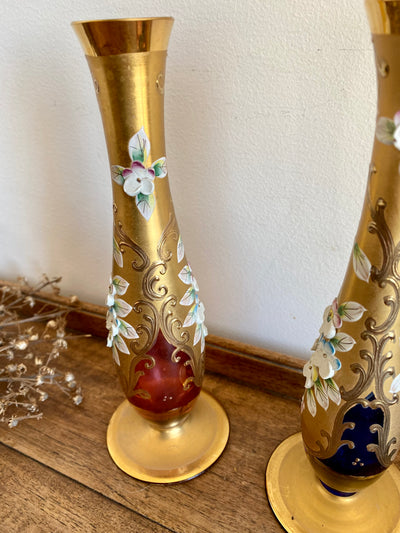 Soliflor tre fuochi Murano avec décoration fleurs
