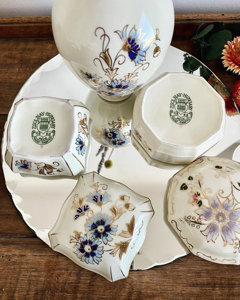 Set de 3 pièces en porcelaine Zsolnay