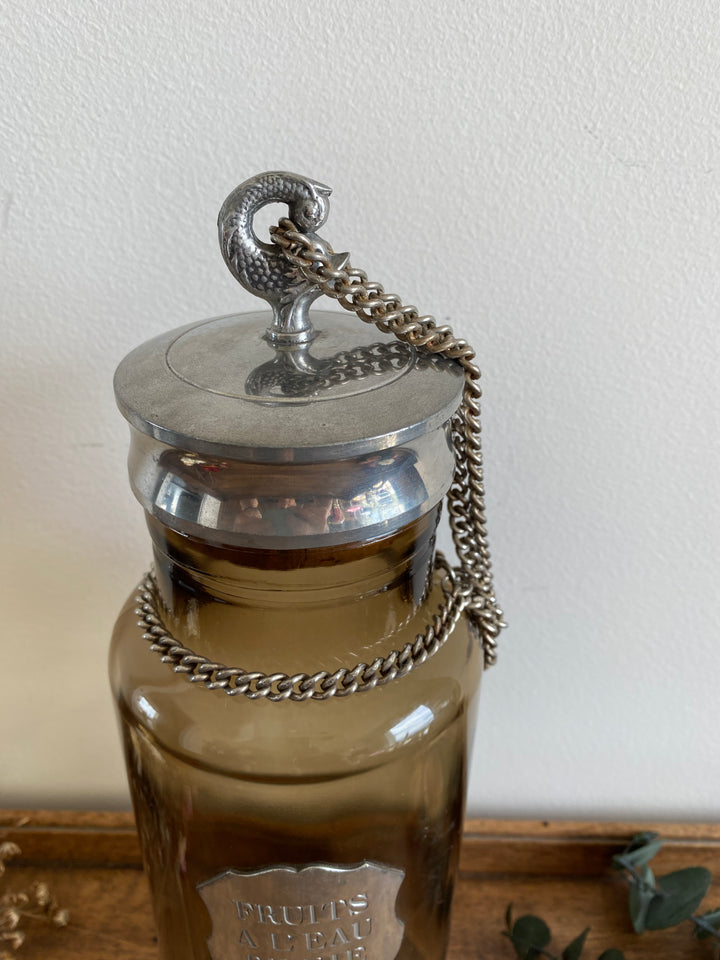 Bouteille pour fruits à l'eau de vie en verre fumé