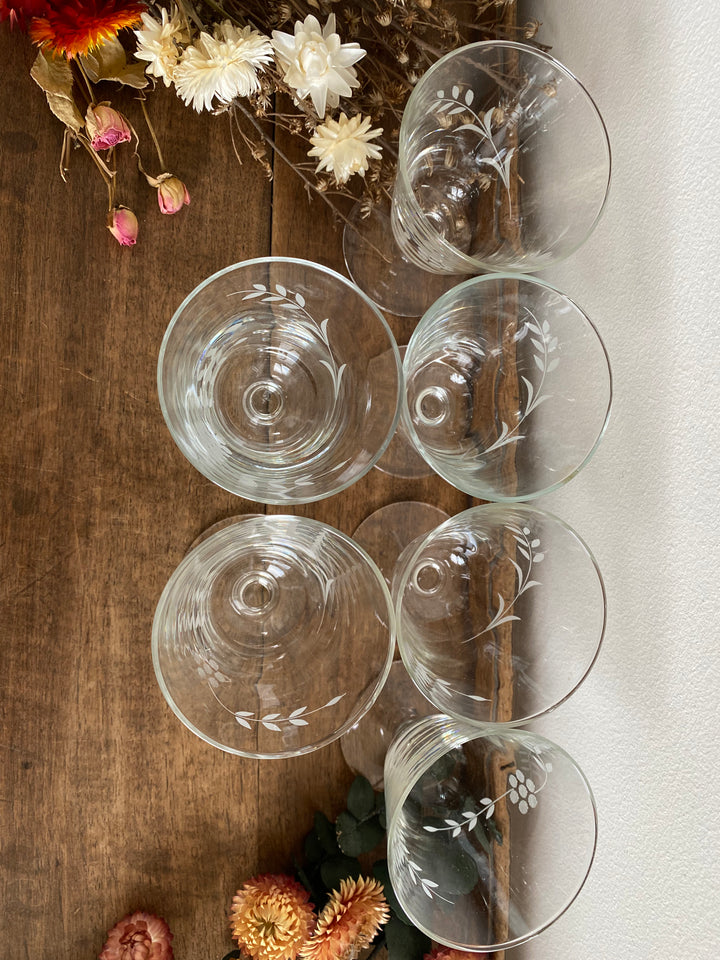 Verres à eau et a liqueur gravés