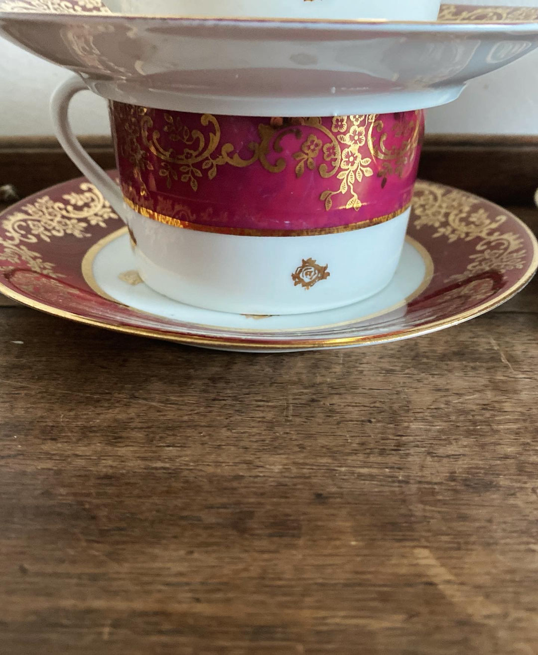 Tasses à café Limoges rouge grenat