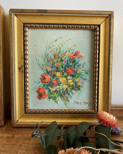 Tableaux doré et peinture à huile bouquet de fleurs