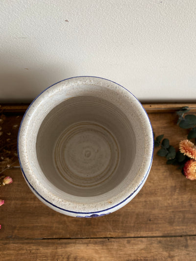Vase en céramique fleurs bleues