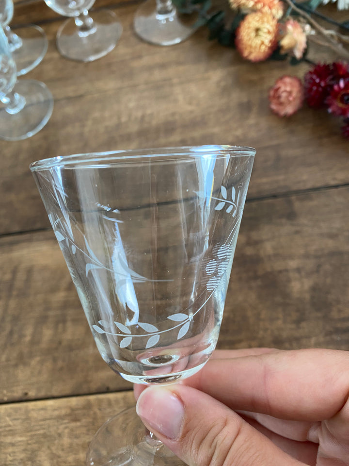 Verres à eau et a liqueur gravés