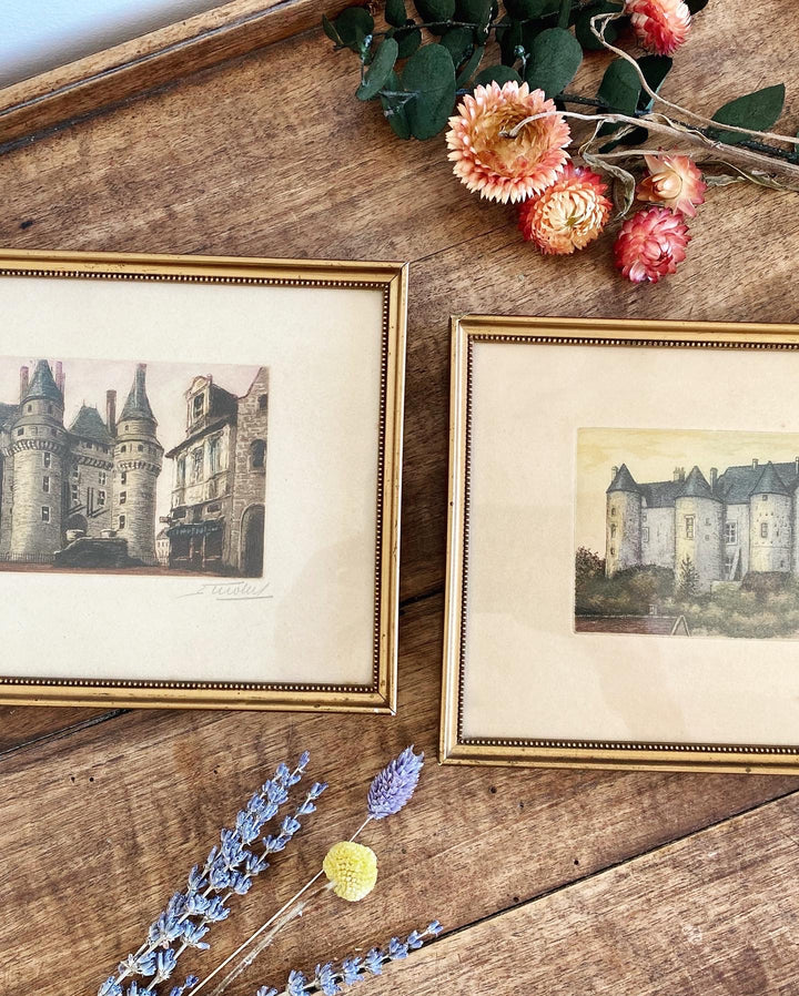 Petites gravures chateaux anciennes