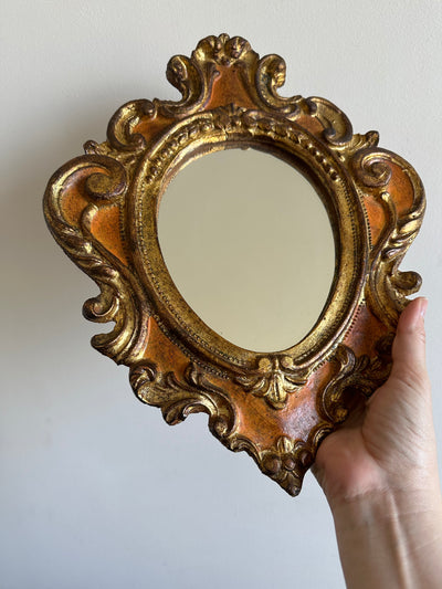 Miroir florentin or et orange années 50