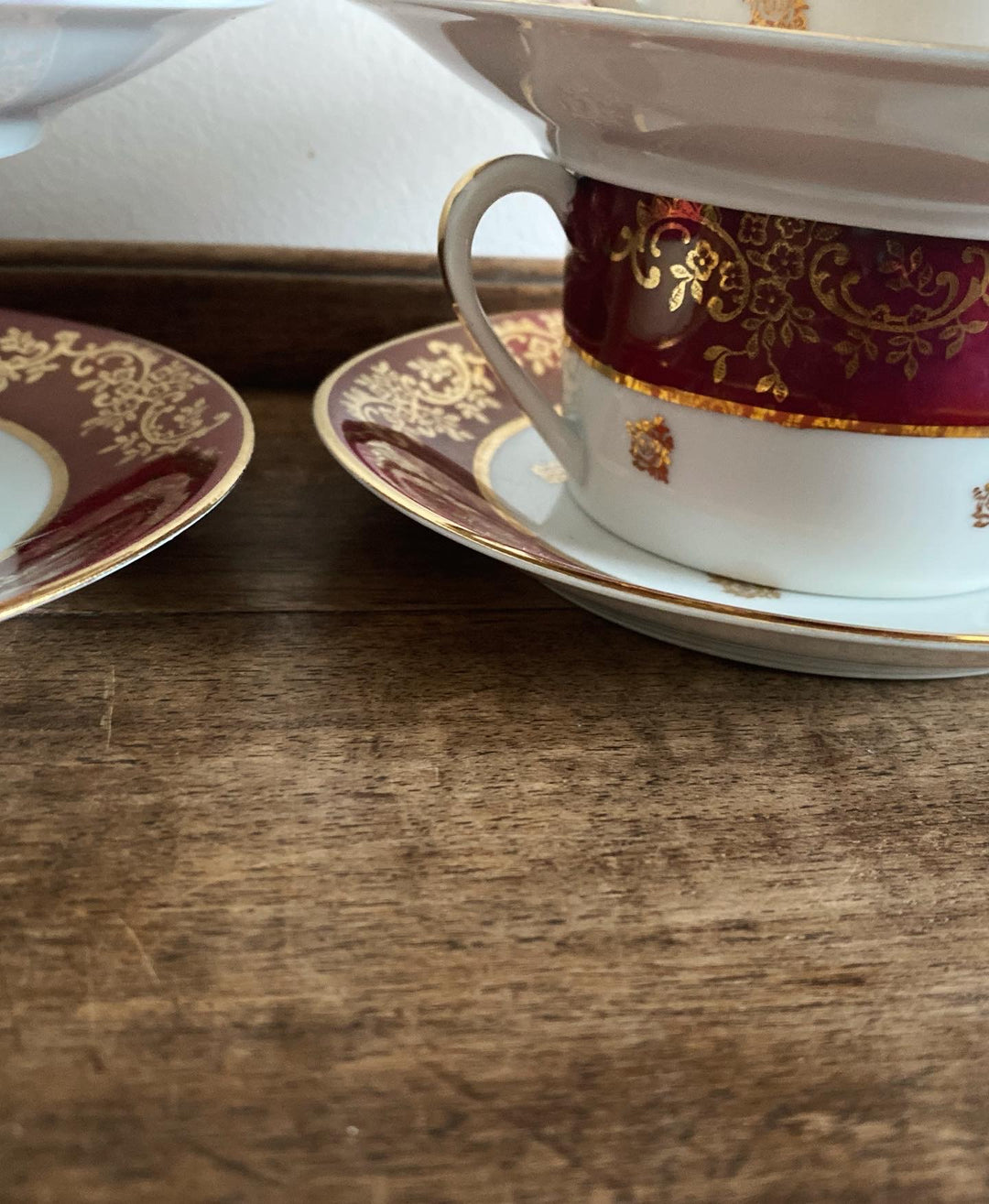 Tasses à café Limoges rouge grenat