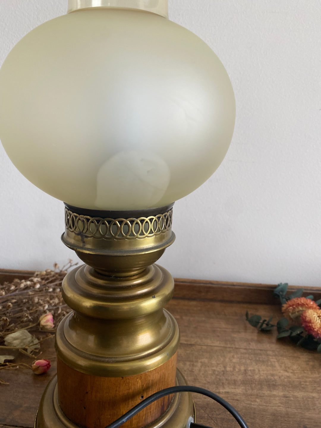 Lampe de chevet bois et laiton