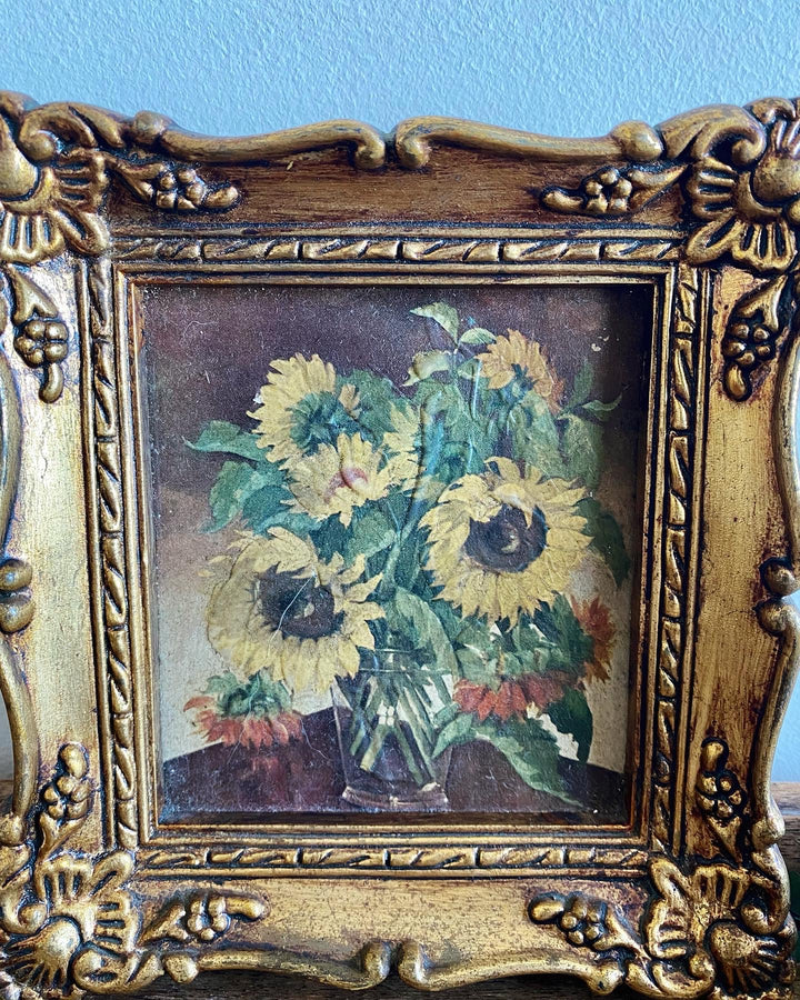 Peinture tournesols cadre en bois doré