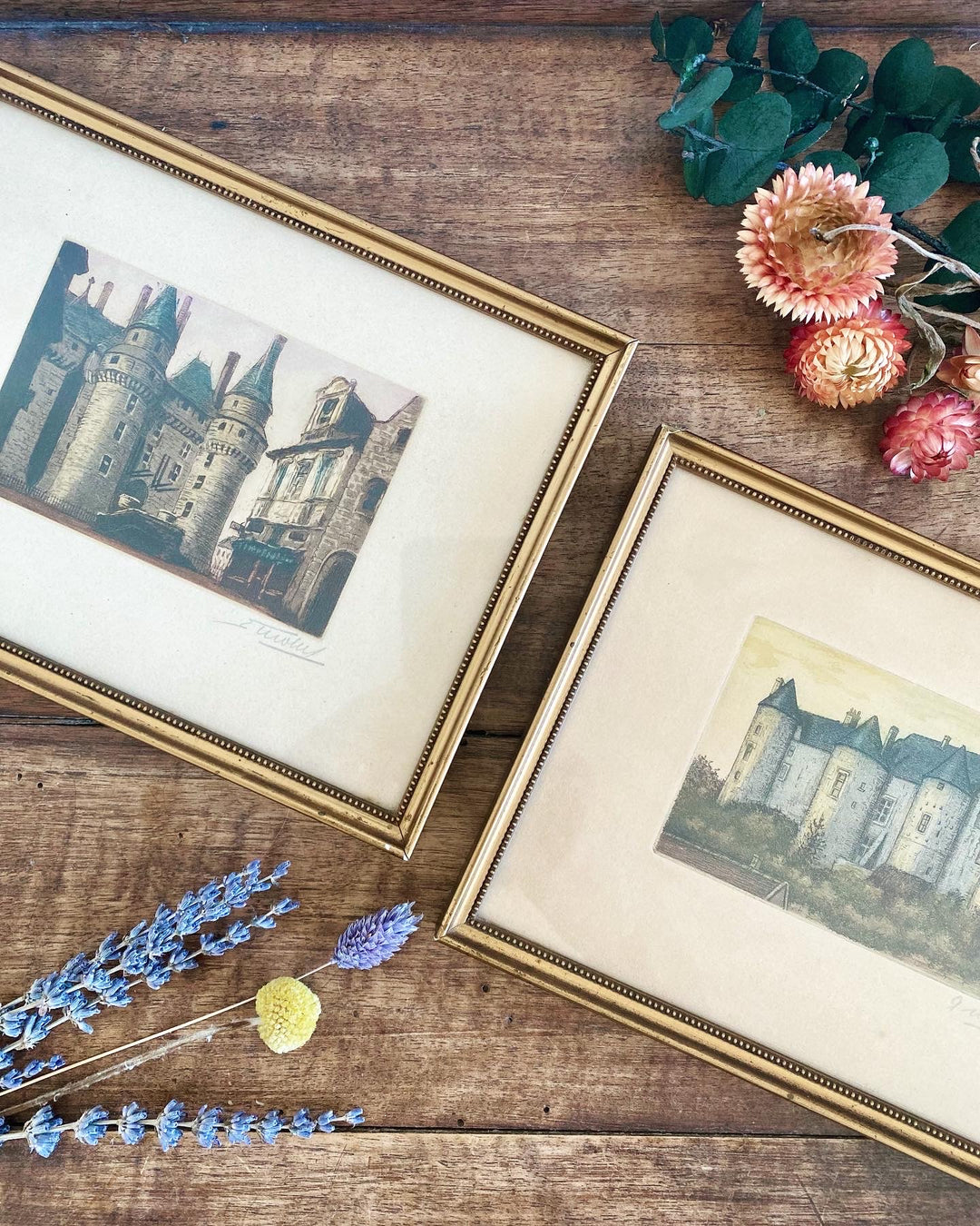 Petites gravures chateaux anciennes