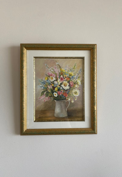 Tableau bouquet de marguerites cadre doré